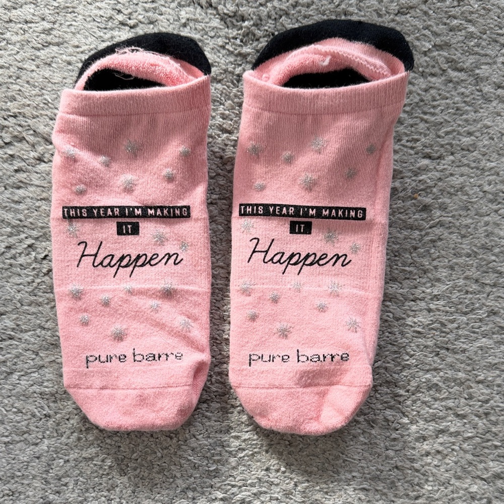 Pure Barre Pink Inspirational Socks
